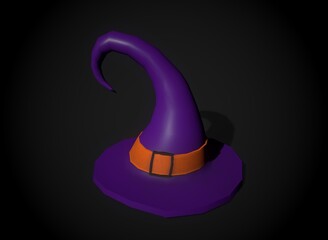 purple witch hat on the background 3d-rendering
