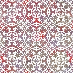 Seamless white on color interior wall tile style surface pattern design for print. High-quality illustration. Ornate overlay contemporary textile graphic design. Floor wall cover in Portuguese style.