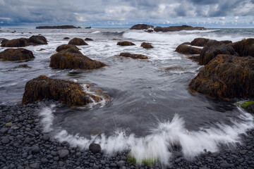 A prickly sea wave on the south coast of Iceland.