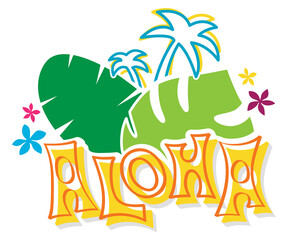 Aloha Design | Vector Hawaiian Graphic | Tropical Clipart | Poster and Sign Resource | T-Shirt Layout