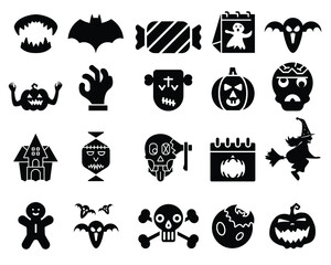 Obraz premium Halloween Icons. Monoline concept The icons were create perfect grid providing a clean and crisp appearance. Adjustable stroke weight. 