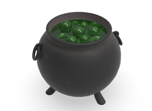 a vat of witch's potion on the background 3d-rendering