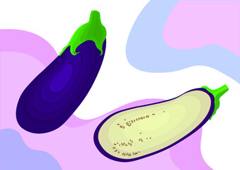 vector image fresh seasonal vegetables eggplant end eggplant in the section