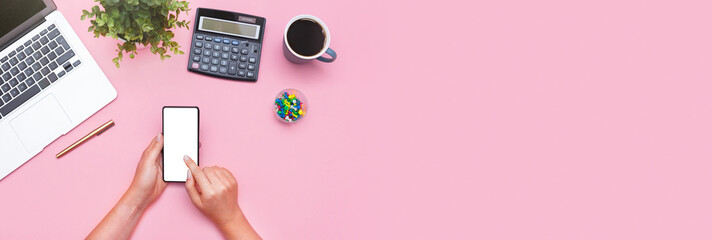 Using mobile app, smart phone with blank screen