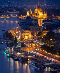 amazing architecture of Budapest in Hungary at evening