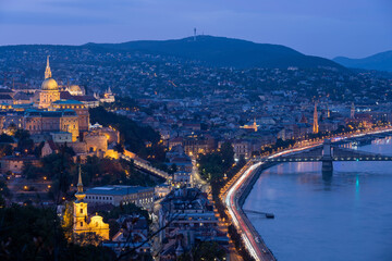 Fototapeta na wymiar view on Budapest city at dusk in Hungary