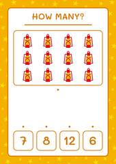 How many christmas lantern, game for children. Vector illustration, printable worksheet