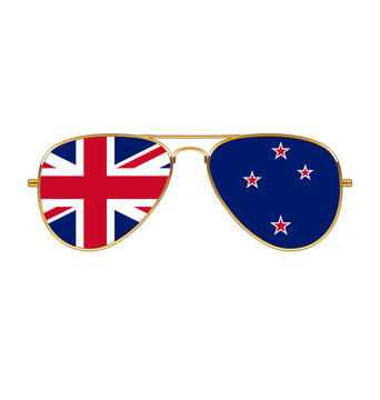 Cool Gold Aviator Sunglasses With New Zealand Flag