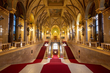 amazing inside of hungarian parliament in Budapest in Hungary