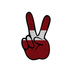 World countries. Hand sign Victory. Latvia