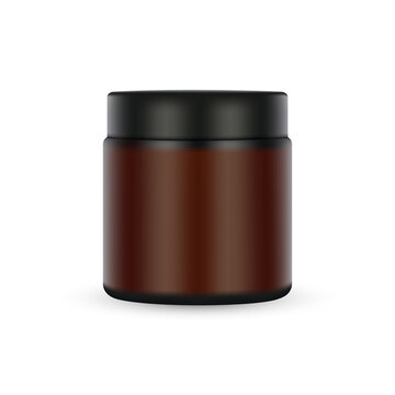 Amber Cosmetic Jar Mockup Isolated on White Background. Vector Illustration