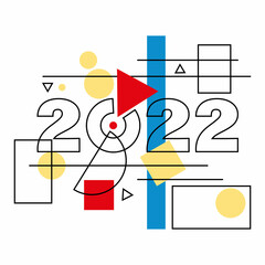 New Year 2022 number. Vector modern image in the style of suprematism.
