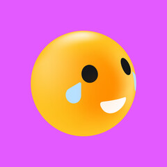 Face with Tears of Joy. Emoticon Reaction in Social Media. Isolated Element for Messaging. Vector illustration