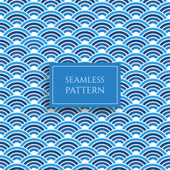 Wave seamless pattern, blue abstract sea water texture surface with seamless pattern text