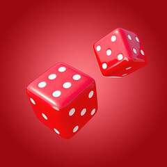 Red Casino dice. 3D render board game dices