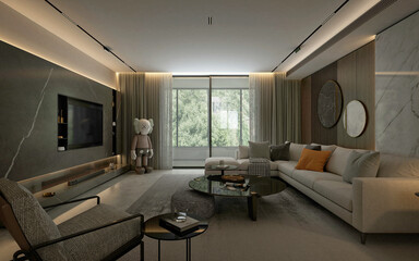 3d render of living room