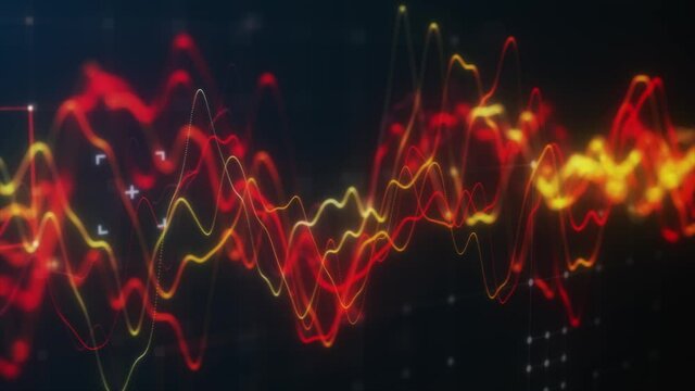 Wave stock markets red chart 3d loop animation. Different market situation, rising business and financial graph, economy data diagram and money investment analysis loopable and abstract concept.