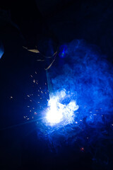 Welding of steel structures and bright sparks in steel structures. Flash welding. Inert gas welding.