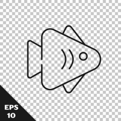 Black line Fish icon isolated on transparent background. Vector