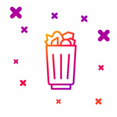 Color line Full trash can icon isolated on white background. Garbage bin sign. Recycle basket icon. Office trash icon. Gradient random dynamic shapes. Vector