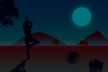 Fototapeta premium Yoga en el bosque