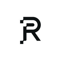 Logo Design Icon Initials Letter R PR, Business Symbols and Technology