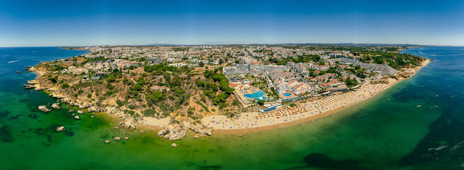 Fototapeta na wymiar Aerial drone view of Oura beach (Praia da Oura). Albufeira, Algarve, Portugal