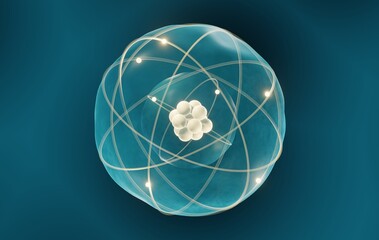 Atom structure model with electron shells - obrazy, fototapety, plakaty