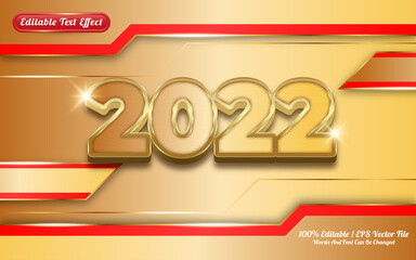 Editable text effect 2022 golden themed