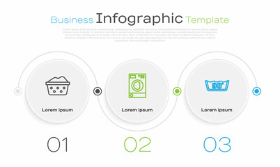 Set line Basin with soap suds, Washer and Temperature wash. Business infographic template. Vector