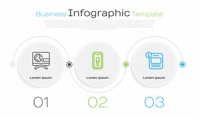 Set line Breaking news, Mobile recording and Information. Business infographic template. Vector