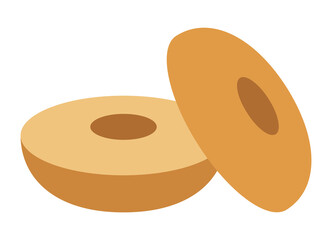 Bagel sliced in half flat vector color icon for food apps and websites