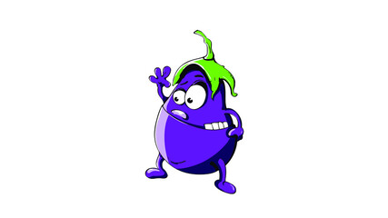 Fototapeta na wymiar Cartoon eggplant giving thumb up 