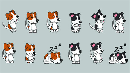 Obraz premium Different types of vector cartoon dogs for design.