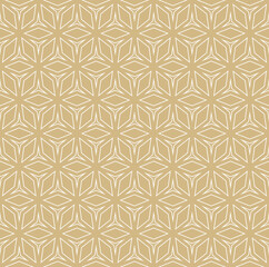 Modern floral geometric grid pattern. Minimalistic seamless illustration with rich gold diamond shapes. Abstract vector texture. Modern ornament used for design wallpaper, print, wrapping, cover