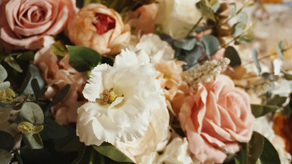Evening flowers bouquet close up view