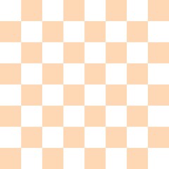 Checkerboard 8 by 8. Apricot and White colors of checkerboard. Chessboard, checkerboard texture. Squares pattern. Background.