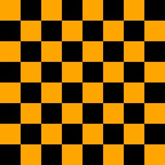 Checkerboard 8 by 8. Black and Orange colors of checkerboard. Chessboard, checkerboard texture. Squares pattern. Background.