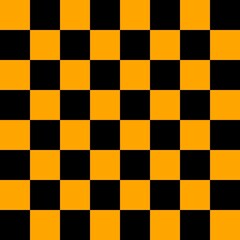 Checkerboard 8 by 8. Black and Orange colors of checkerboard. Chessboard, checkerboard texture. Squares pattern. Background.
