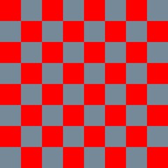 Checkerboard 8 by 8. Light Slate Grey and Red colors of checkerboard. Chessboard, checkerboard texture. Squares pattern. Background.