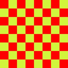 Checkerboard 8 by 8. Lime and Red colors of checkerboard. Chessboard, checkerboard texture. Squares pattern. Background.