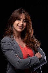 portrait of a woman with black background