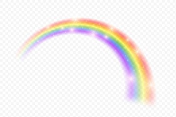 Raibow with light effect. Shiny realistic spectrum fantasy wave. Vector illustration