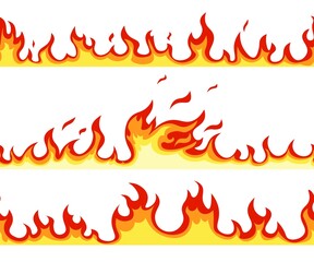 Seamless fire flame. Cartoon orange bonfire effect. Vector template