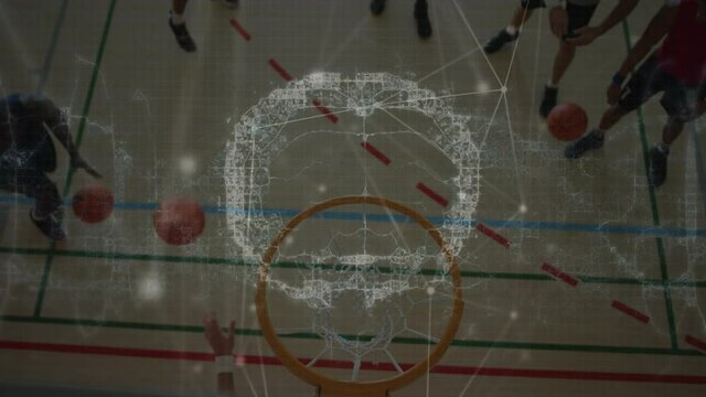 Animation of network of connections over diverse group of male basketball players