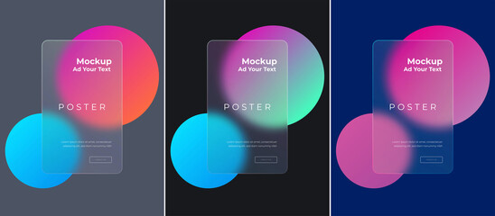 new trend Glassmorphism and glass effect poster and social media  mockups you can change the text - obrazy, fototapety, plakaty