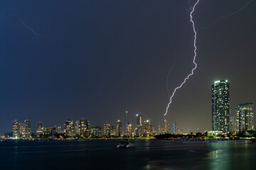 The top of a building is hit by lightning on the Gold Coast