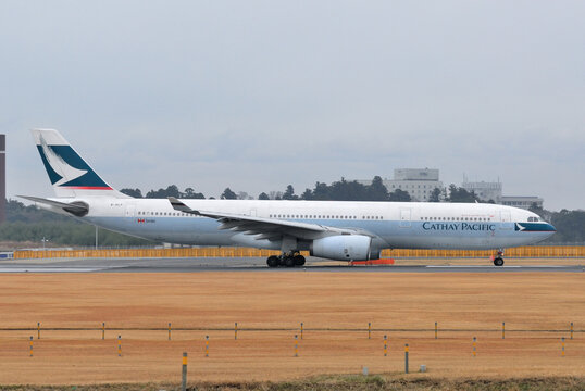 Chiba, Japan - December 30, 2010:Cathay Pacific Airbus A330-300 (B-HLF) passenger plane.