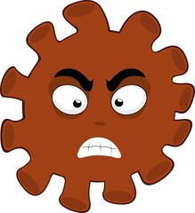 Vector emoticon illustration of a cartoon bacteria, virus or microbe, with an angry expression
