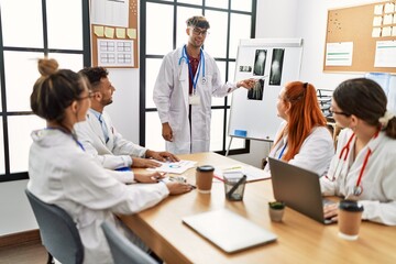 Fototapeta premium Group of young doctor discussing in a medical meeting at the clinic office.
